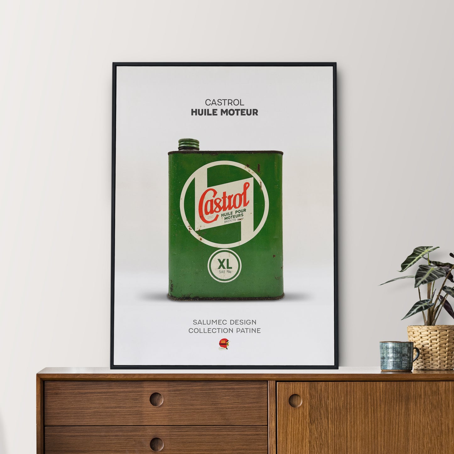 Affiche bidon d’huile Castrol vintage illustration design industriel