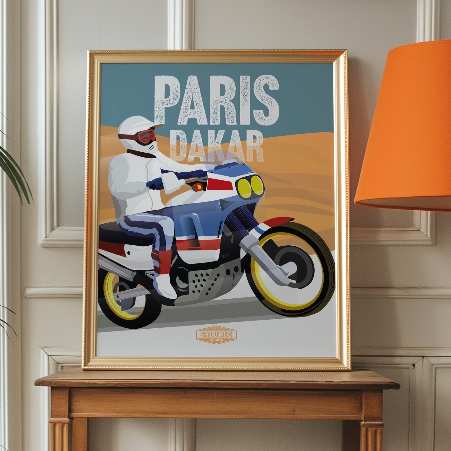 Affiche Honda Africa Twin Paris-Dakar – Moto rallye-raid vintage
