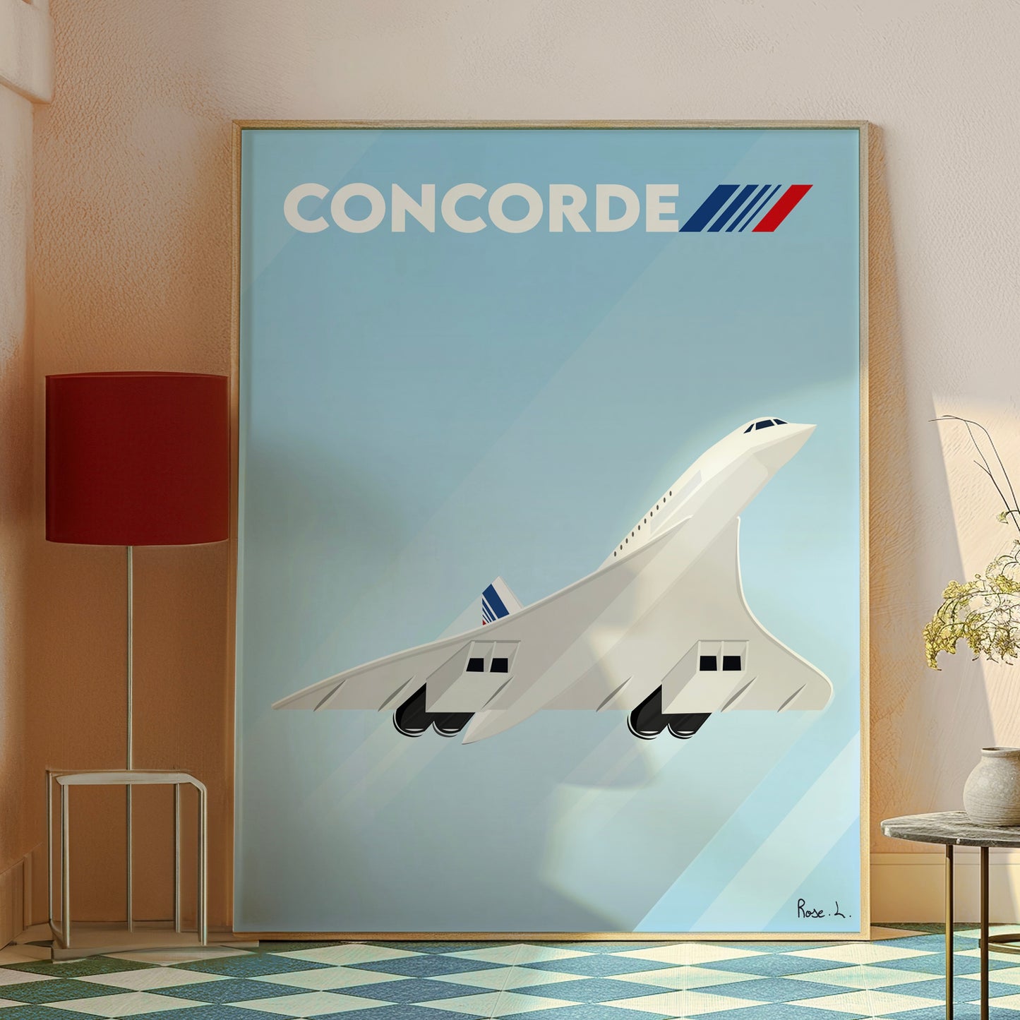 Affiche Concorde Air France avec avion supersonique en vol