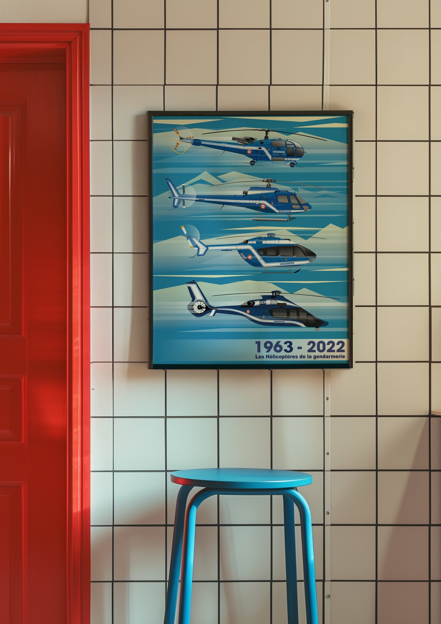 Affiche Hélicoptères de la Gendarmerie 1963-2022 – Les aéronefs de la Gendarmerie française