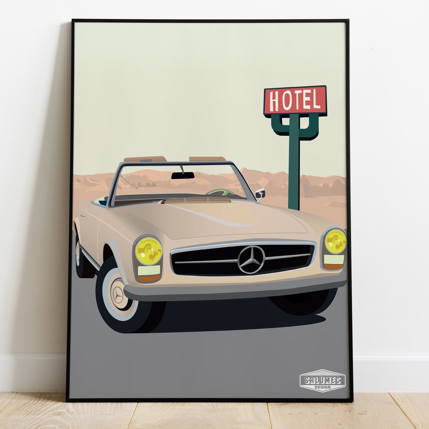 Affiche Mercedes 230 sl pagode vintage