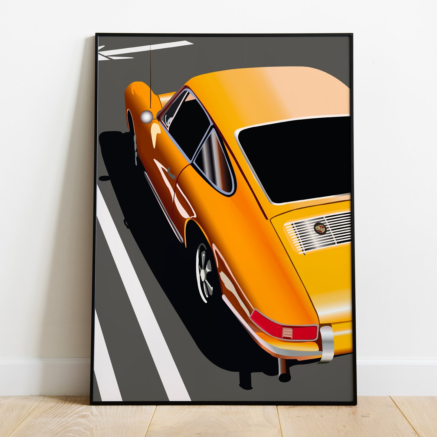Affiche Porsche 911 t jaune
