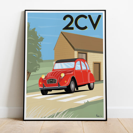 Affiche Citroën 2 cv unis