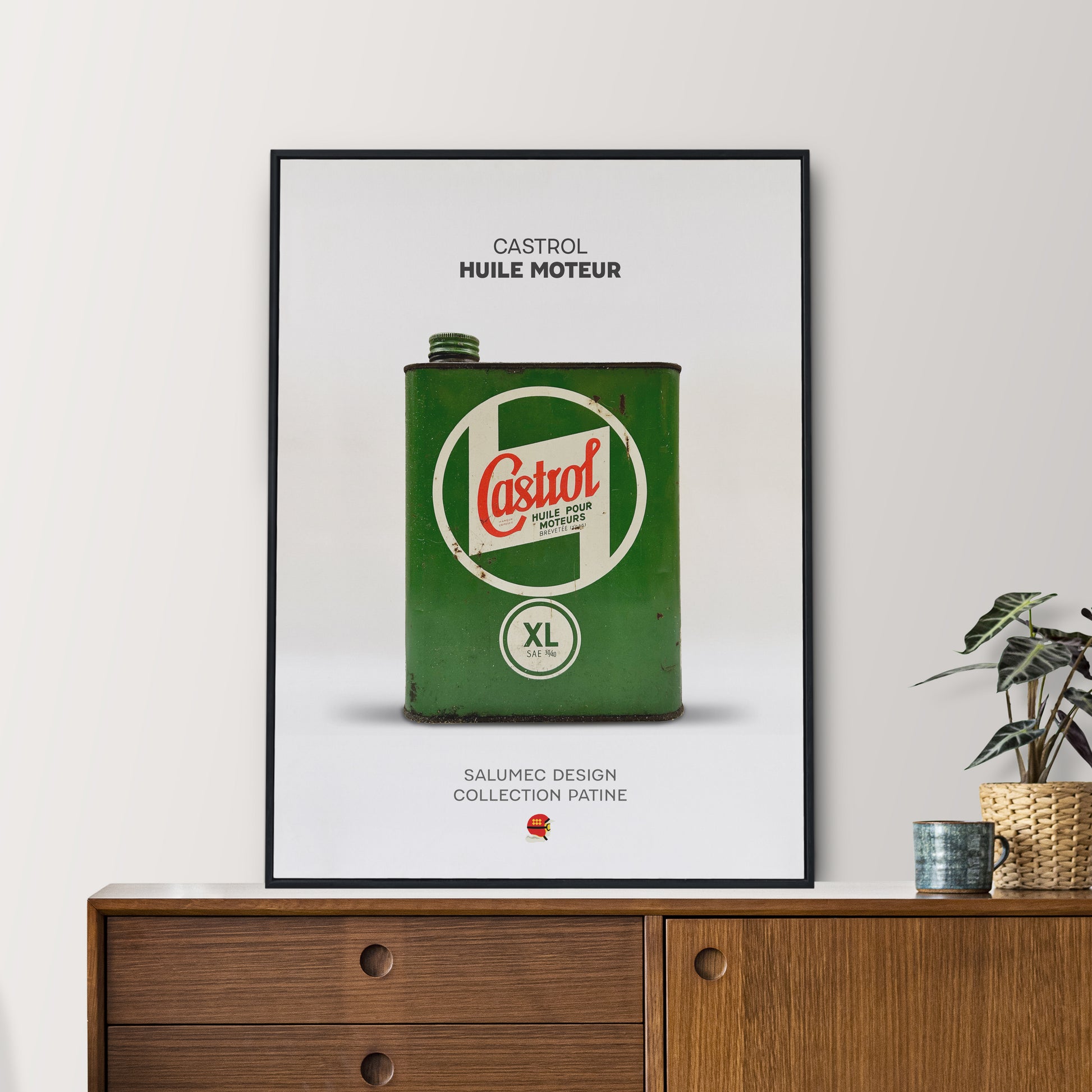 Affiche bidon d’huile Castrol vintage illustration design industriel