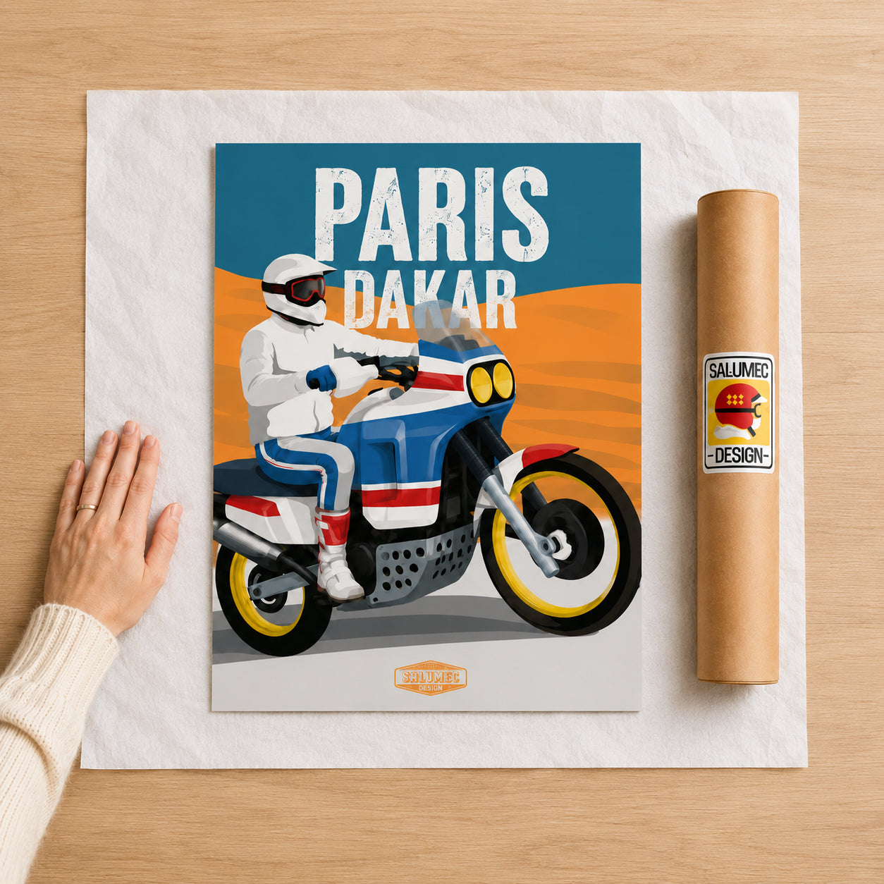 Affiche Honda Africa Twin Paris-Dakar – Moto rallye-raid vintage