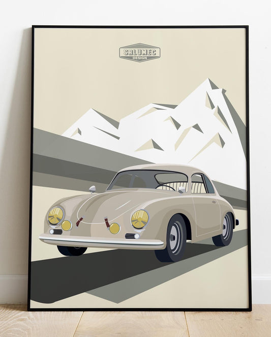 Affiche Porsche 356 (Noir/Ivoire/Rouge)
