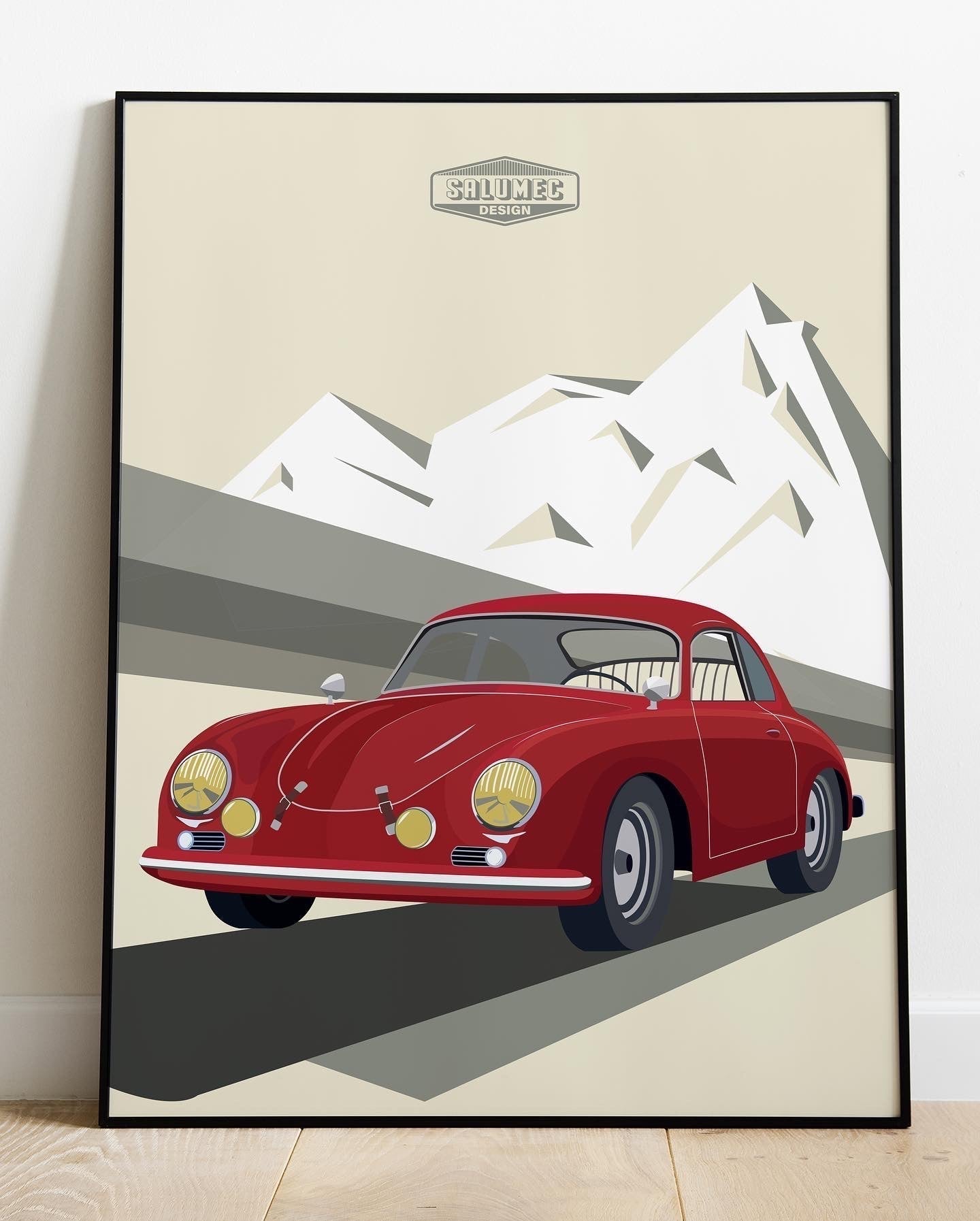Affiche Porsche 356 (Noir/Ivoire/Rouge)