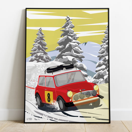 Affiche Mini cooper Monte Carlo vintage rallye