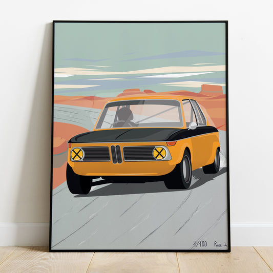 Affiche BMW 2002 course/Rallye